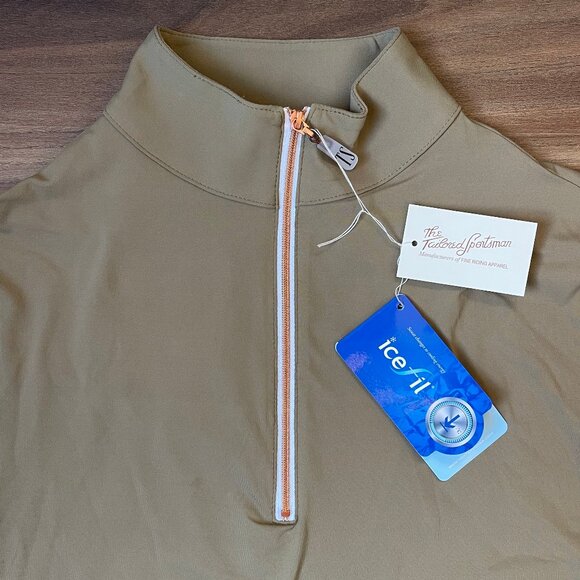 The Tailored Sportsman Short Sleeve Quarter Zip Sun Shirt - Beige - M - Picture 3 of 4